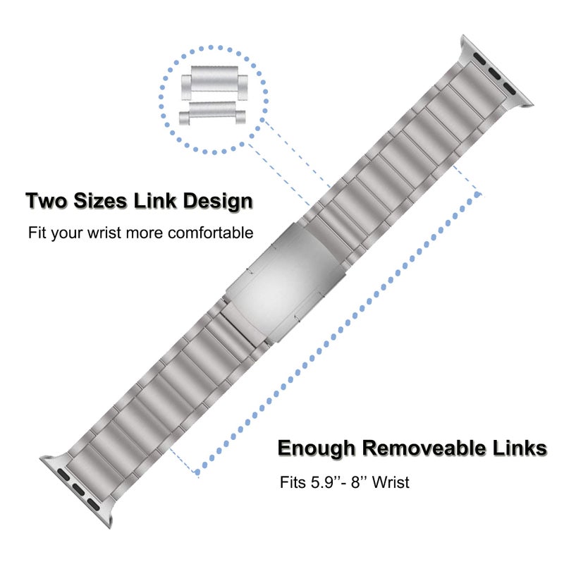 Yeejok Compatible for Apple Watch Ultra 2 Bands 49mm Titanium Metal for Men Women, Compatible for Apple Watch Series 10 Band 46mm, Compatible for Apple Watch Series 9 Band, iwatch 45mm 44mm 42mm Silver - Image 5